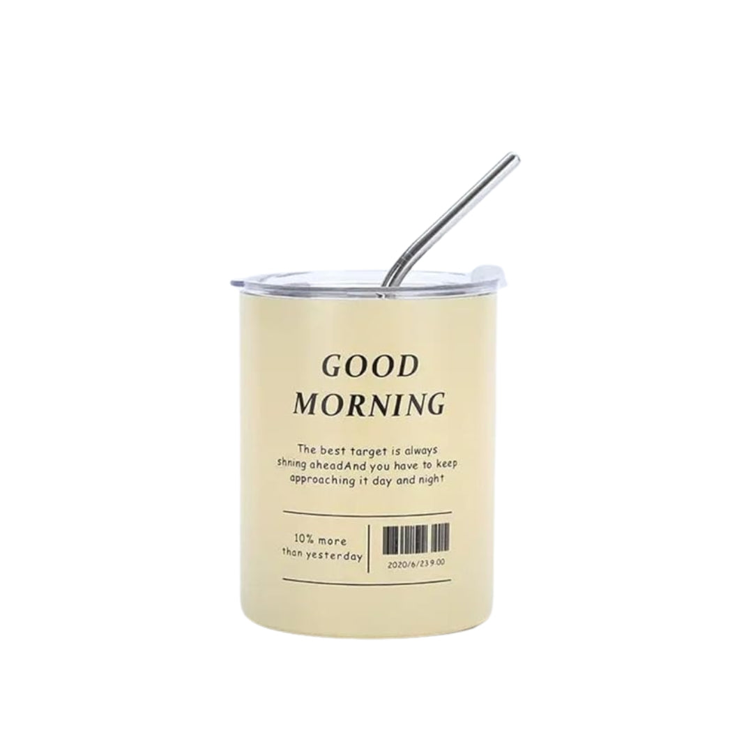 Liying 375ml Stainless Steel Coffee Tumbler with Straw and Lid Sealed Carry on Glass Iced Coffee Cup Leak Proof Tumbler Cup Reusable Smoothie Mugs for Cold and Hot Drinks Coffee Tea Beige Drinkware