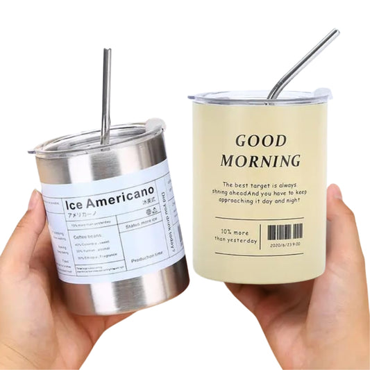 Liying 375ml Stainless Steel Coffee Tumbler with Straw and Lid Sealed Carry on Glass Iced Coffee Cup Leak Proof Tumbler Cup Reusable Smoothie Mugs for Cold and Hot Drinks Coffee Tea Beige Drinkware