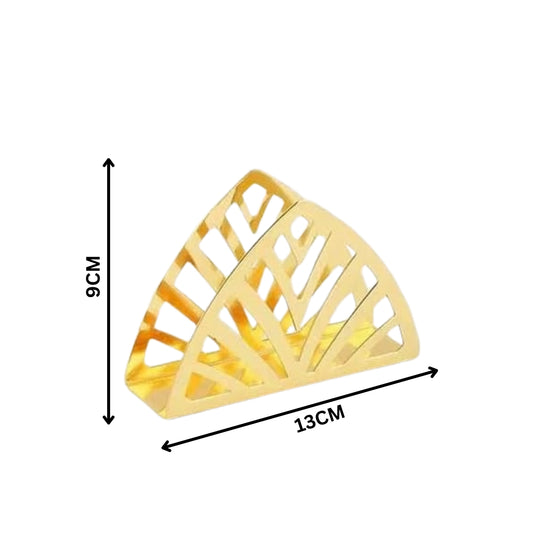 Liying Stainless Steel Triangle Napkin Holder 13cm x 9cm x 4cm Hollowout Design for Kitchen Dining Gold Dispensers and storage Organizer