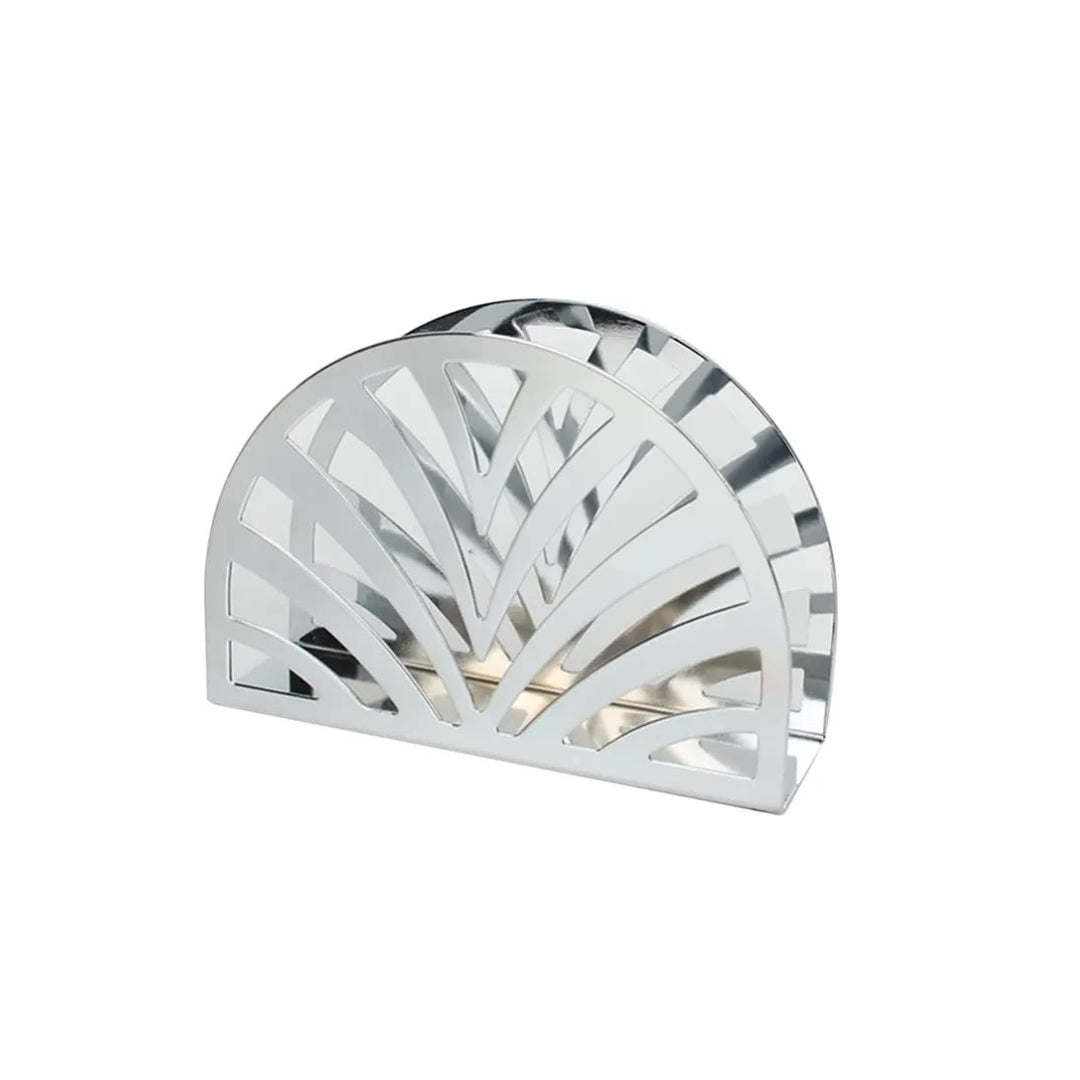 Liying Stainless Steel Curved Napkin Holder 13cm x 9cm x 4cm Hollow out Design for Home kitchen Resturant Silver Dispensers and storage Organizer