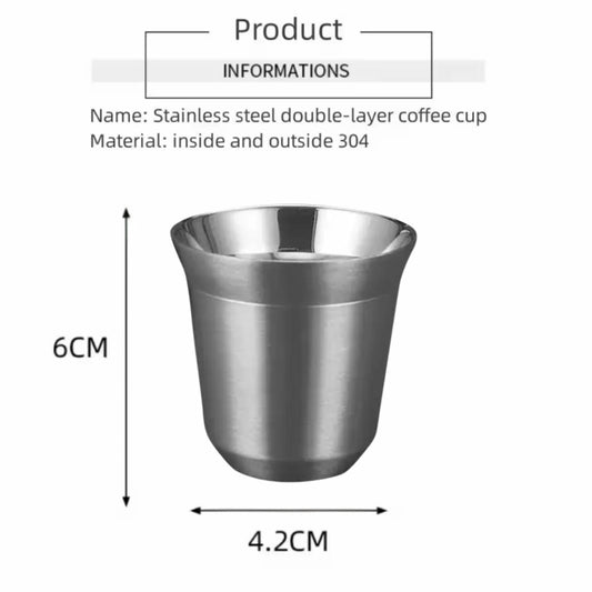 Liying Stainless Steel Espresso Cup Double Wall Insulated Coffee Mug 160ml Metal Cup for Milk Tea Cups Office Water Mugs Cups
