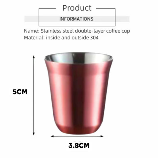 Liying Stainless Steel Espresso Cup Double Wall Insulated Coffee Mug 80ml Metal Cup for Milk Tea Cups Office Water Mugs Rose Gold Cups