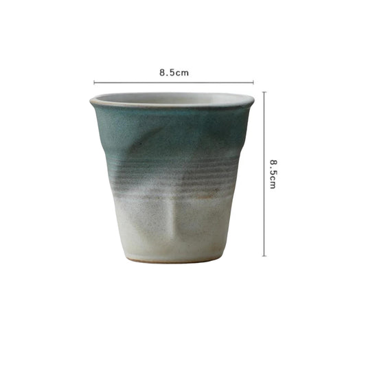 Liying Retro Ceramic Coffee Cup 175ml Handmade Art design cup for coffee Cappuccino Tea Green Cups