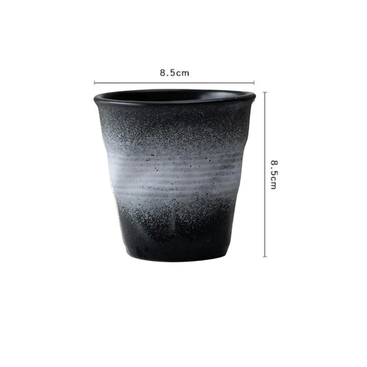 Liying Retro Ceramic Coffee Cup 175ml Handmade Art design cup for coffee Cappuccino Tea white shade black Cups