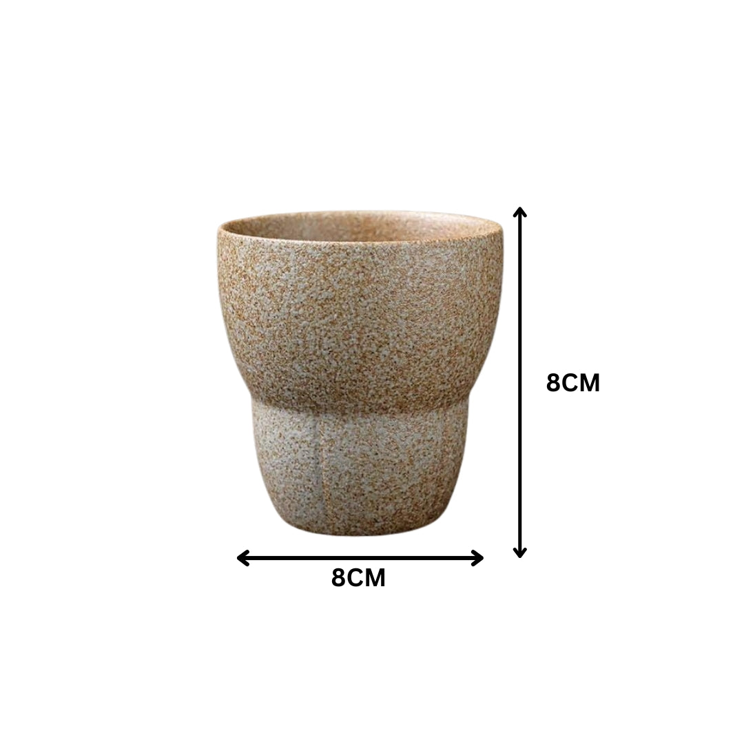 Liying Ceramic Coffee Cup Set 100ml 5 Pieces Handmade Art Design Shiny Brown with Gift Box Cups