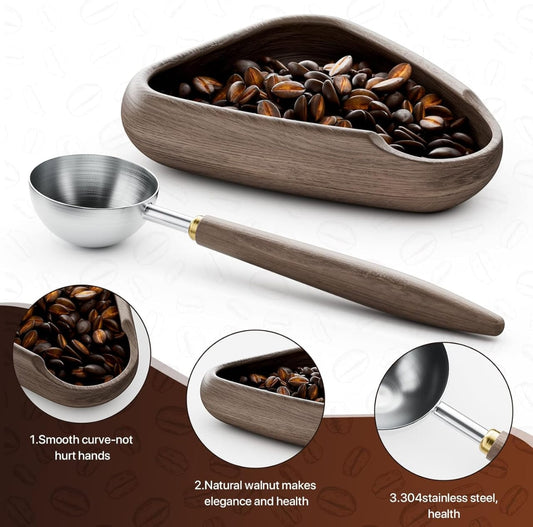 Liying 01Pcs set Coffee Beans Dosing Cup with Spoon and Spray Bottle Kit For Espresso Walnut Coffee Dosing Tray and Coffee Spray Bottle For Reducing Coffee Power coffee accessories
