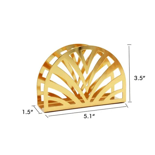 Liying Stainless Steel Curved Napkin Holder 13cm x 9cm x 4cm Hollow out Design for Kitchen Home Restaurant Gold Dispensers and storage Organizer