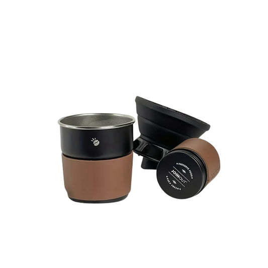 Liying Portable Hand Brew Coffee Set Include a Stainless Steel Cup Silicone Filter Holder Coffee Storage Jar and Pouch with 20Pcs of filter paper for Travelling Camping Outdoor Black Coffee maker