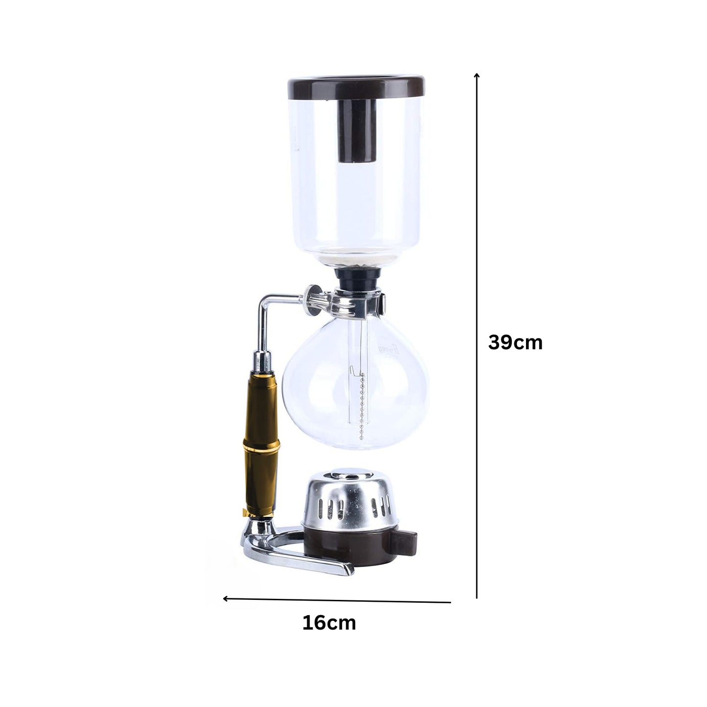 Liying 5cup Tabletop Syphon Coffee Maker with Alcohol Burner Plastic Coffee Powder Spoon Filter Cloth and Wooden Stirrer Wooden Handle Coffee maker