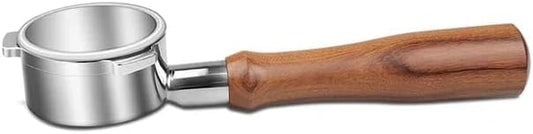 Liying 53mm Bottomless Wooden Handle Portafilter - Authentic Italian Portafilter with one pair Puck Screen with holder