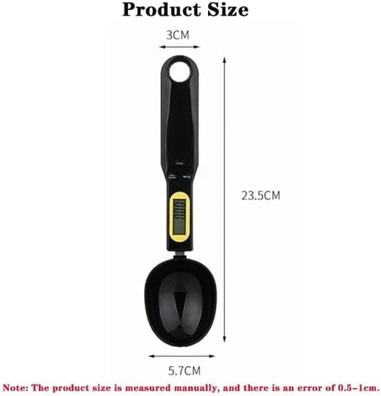 Liying Digital Measuring Spoon, Electronic Adjustable Measuring Spoon Scale 500g / 0.1g High Precision for Kitchen Gadgets Daily Meals Pet/Dog Food Measuring Scoop (Black)