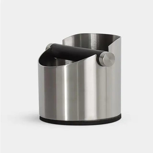 Liying Stainless Steel Espresso Knock Box (Round) Container Waste Bin Coffee Tools for Barista and Non-slip Base (Silver)