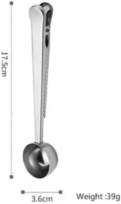 Liying Coffee Scoop Clip Stainless Steel Tablespoon Coffee Spoon With long handle Multifunction Sealing Bag Clip For Tea, Coffee, Protein Powder, Instant Drinks (Silver)