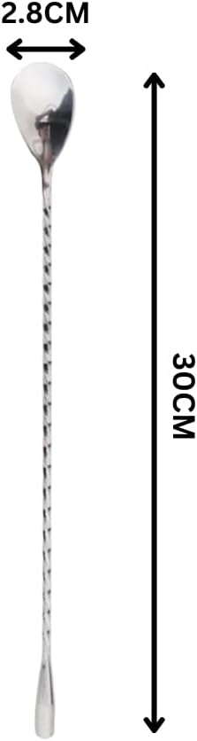 Liying 2-Pack Stainless Steel Bartender Mixing Spoon Stirrers - Spiral Pattern Bar Spoon Stirring - with Long Handle (Sliver)