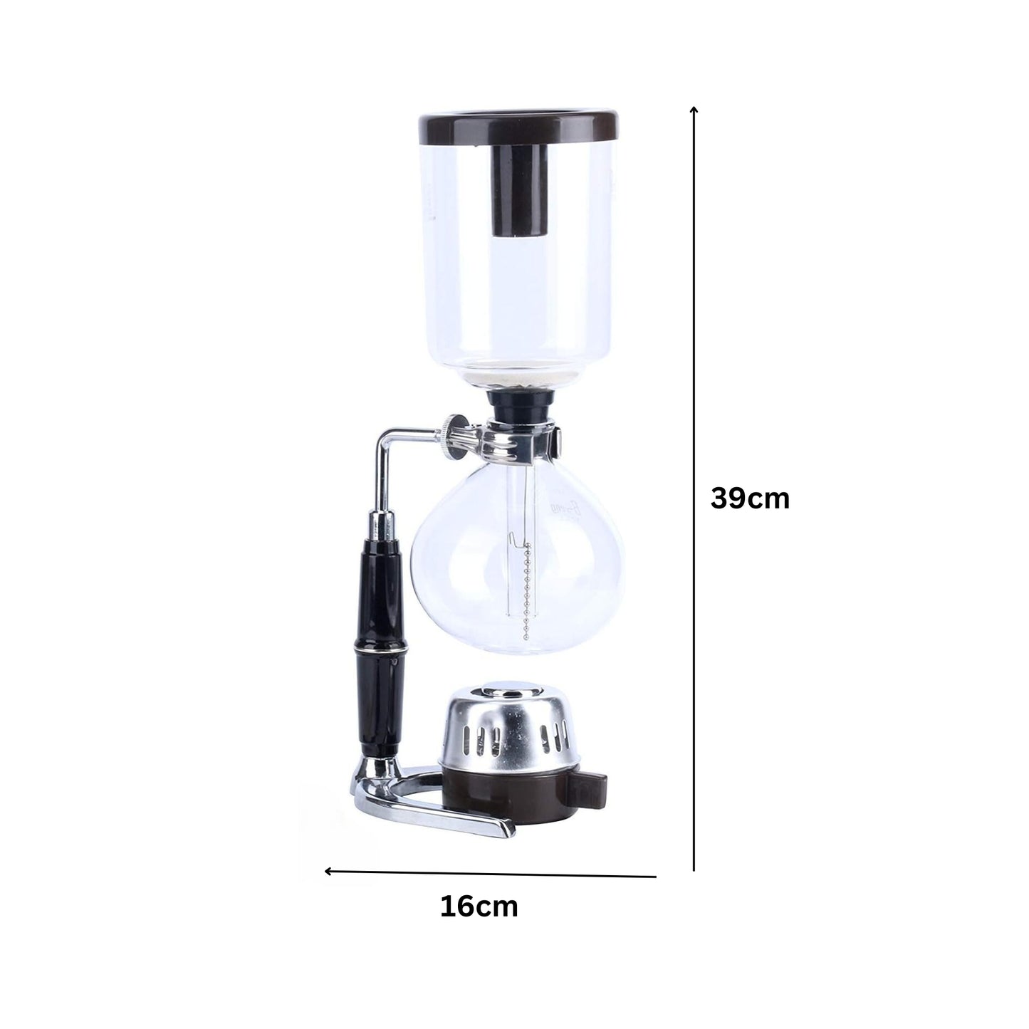 Liying 5cup Tabletop Syphon Coffee Maker with Alcohol Burner Plastic Coffee Powder Spoon Filter Cloth and Wooden Stirrer Black Coffee maker