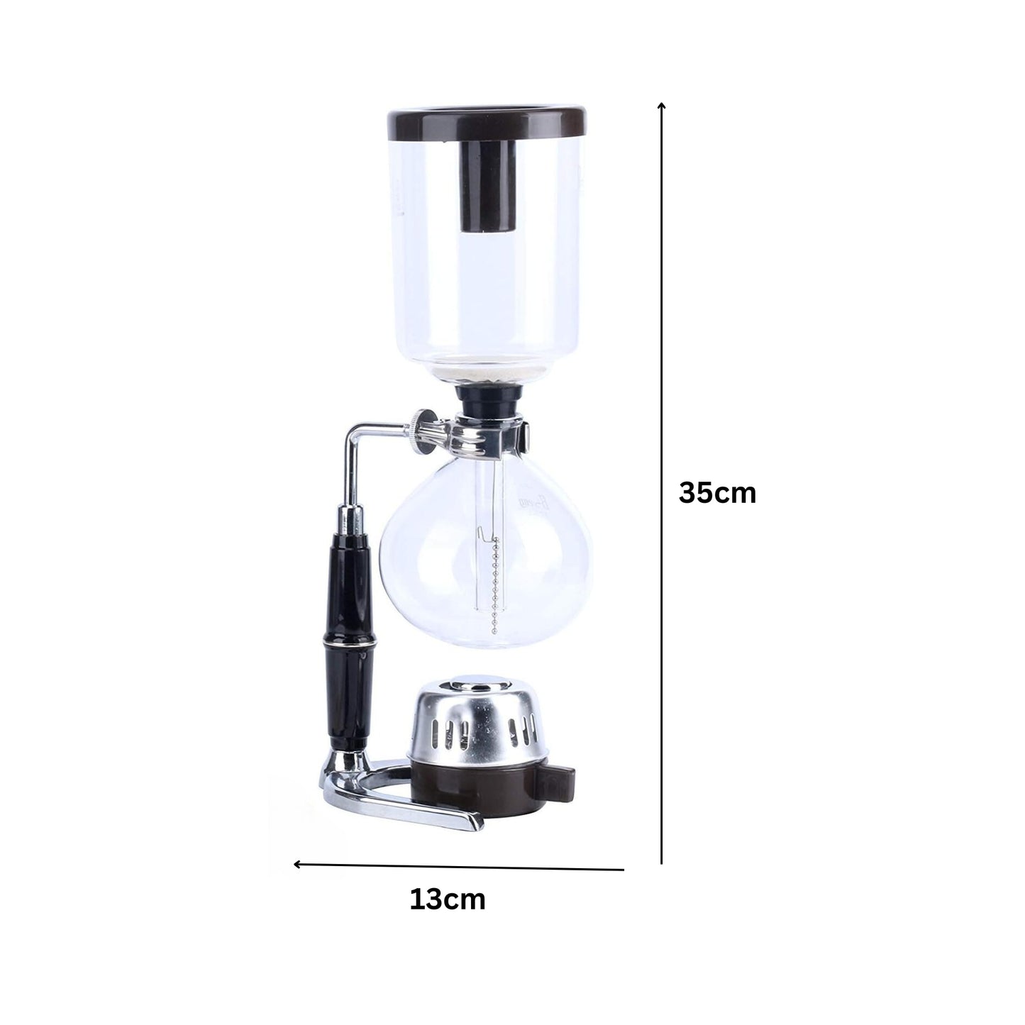 Liying 3cup Tabletop Syphon Coffee Maker with Alcohol Burner Plastic Coffee Powder Spoon Filter Cloth and Wooden Stirrer Black Coffee maker