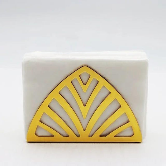 Liying Stainless Steel Triangle Napkin Holder, 13cm x 9cm x 4cm, Hollow-out Design for Kitchen, Dining (Gold)