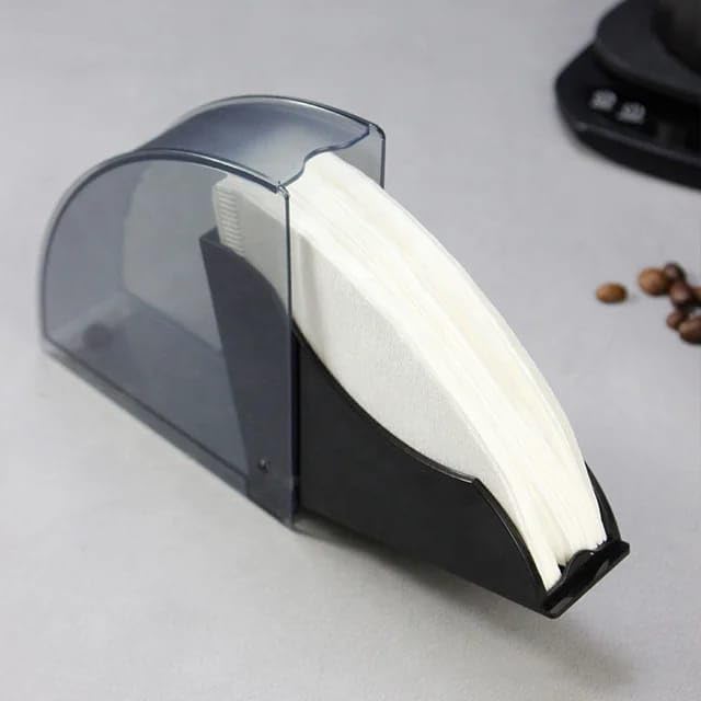 Coffee Filter Holder with Dustproof Cover, 50 Filters Capacity, for V60 and Cone Filters