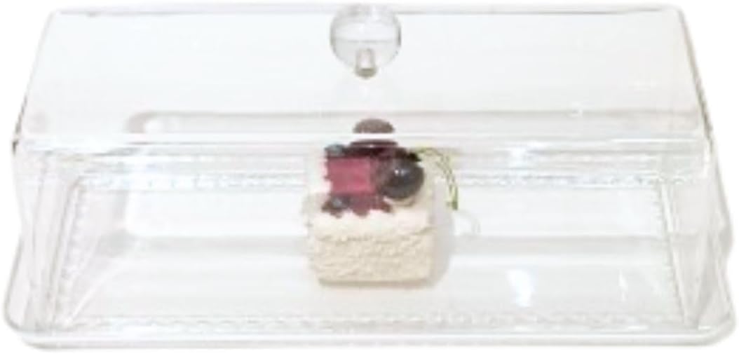 Liying Rectangular Cake Tray With Acrylic Display Cover Lid, Cake Plate Dish, Dessert Holder Tray, Cake Stand, Grain Rectangle Cake Platter, Pastry Base