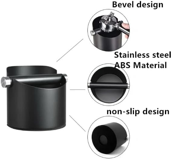 Liying Stainless Steel Espresso Grounds Container Waste Bin Coffee Tools for Barista and Non-slip Base (Big)