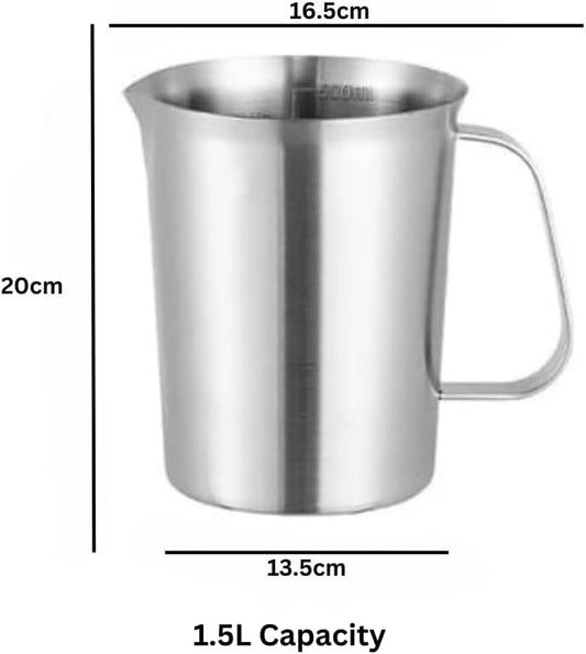 Liying 1.5L Stainless Steel Milk Frothing Pitcher with measurement and Marking Handle for Espresso Machines, Latte Art