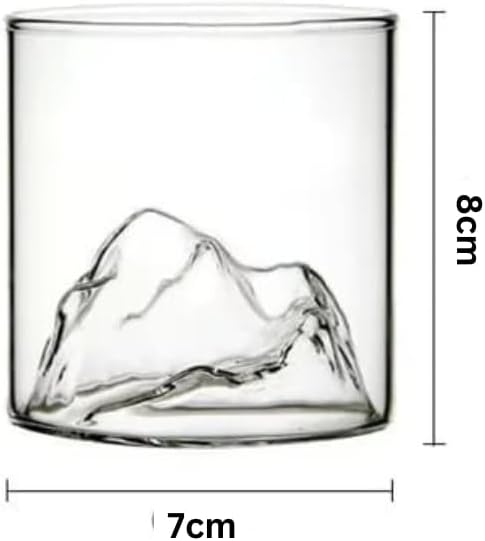 Liying 3Pcs Mountain Design Coffee Mug, 150ml Glass Cup, Large Wide Mouth Clear Glass Tea Cup Aesthetic Stripe Glassware for Coffee, Tea, Dessert, Beverage