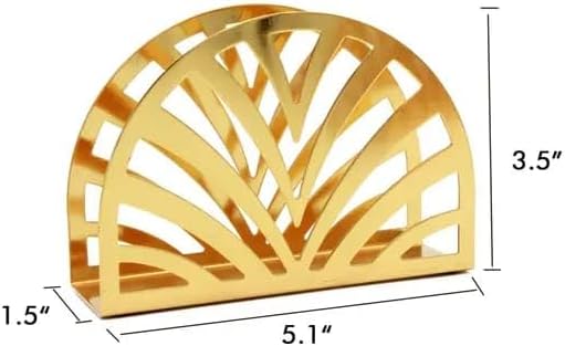 Liying Stainless Steel Curved Napkin Holder, 13cm x 9cm x 4cm, Hollow-out Design for Kitchen, Home, Restaurant (Gold)