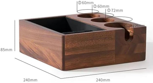 Liying Premium Wooden Espresso Knock Box, 24 x 24 x 8.5 cm, 4-in-1 Tamping Station for coffee shop, barista, home