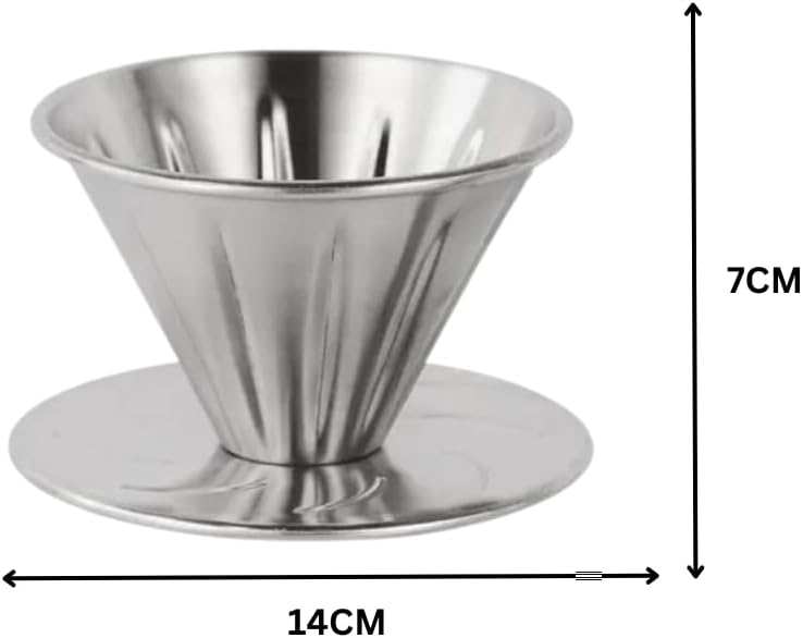 Liying 01Pcs- V01 Pour Over Coffee Dripper Stainless Steel without handle Metal Reusable Cone Coffee Filter Slow Brewing Accessories for Home Cafe Restaurants