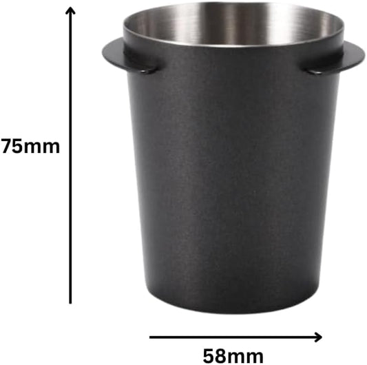 Liying 58mm Stainless Steel Coffee Dosing Cup, Powder Receiving Cup Compatible with All 58mm Portafilter (Big) Black