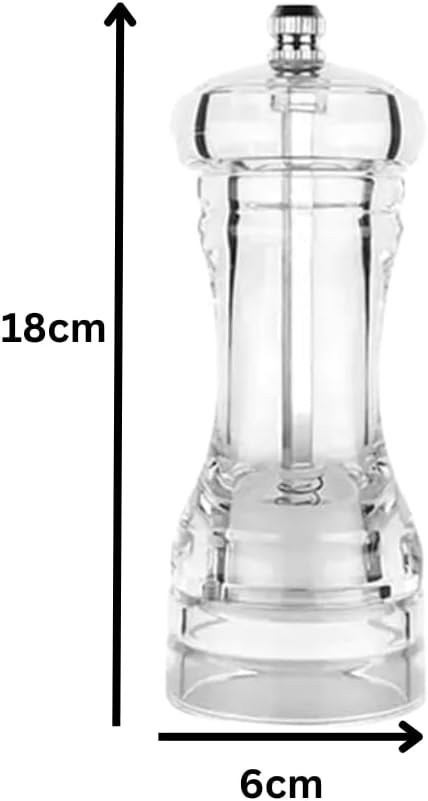 Acrylic Salt and Pepper Mills, Manual Pepper Grinder Set, 18cm x 6cm, Set of 2