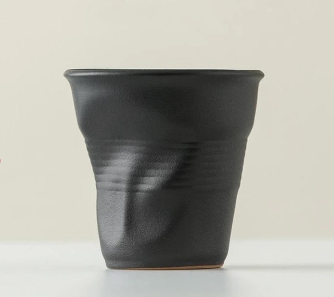 Liying Retro Ceramic Coffee Cup 75ml, Handmade Art design cup for coffee, Cappuccino, Tea (Black Matte)
