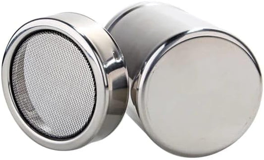 Liying 3Pcs Stainless Steel Coffee Shaker, Sugar Powder, Salt Pot Kitchen Seasoning jar for Kitchen, Coffeeshop, Restaurants, Home (B)