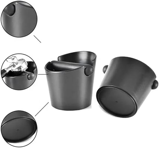 Liying Big Coffee Knock Box Shock-Absorbent Durable Barista Style With Removable Knock Bar and Non-Slip Base (Black)