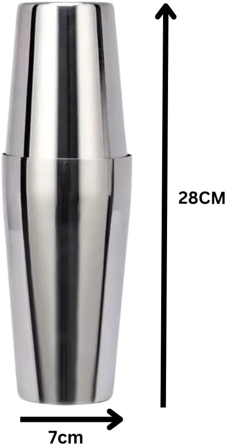 Liying Stainless Steel Boston Cocktail Shaker 750ml, Drink Mixer with Built-in Strainer for Mixing Drinks Margaritas (Silver)