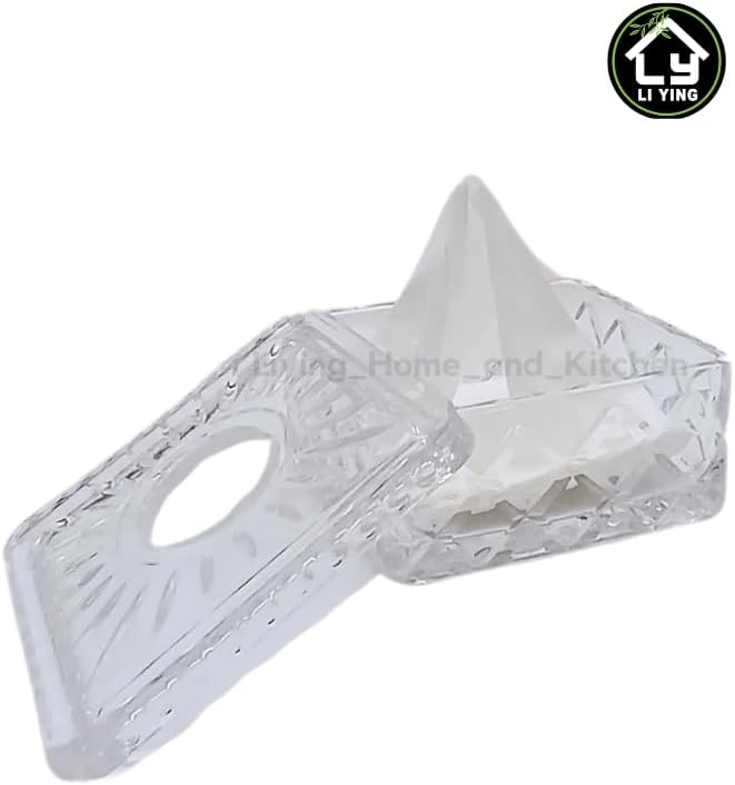 Liying 1Pcs Square Shape Crystal Tissue Box Glass for Table Top, Crystal Napkin Holder, Table Top Decor, Car Decoration Rustic Tissue Case #1