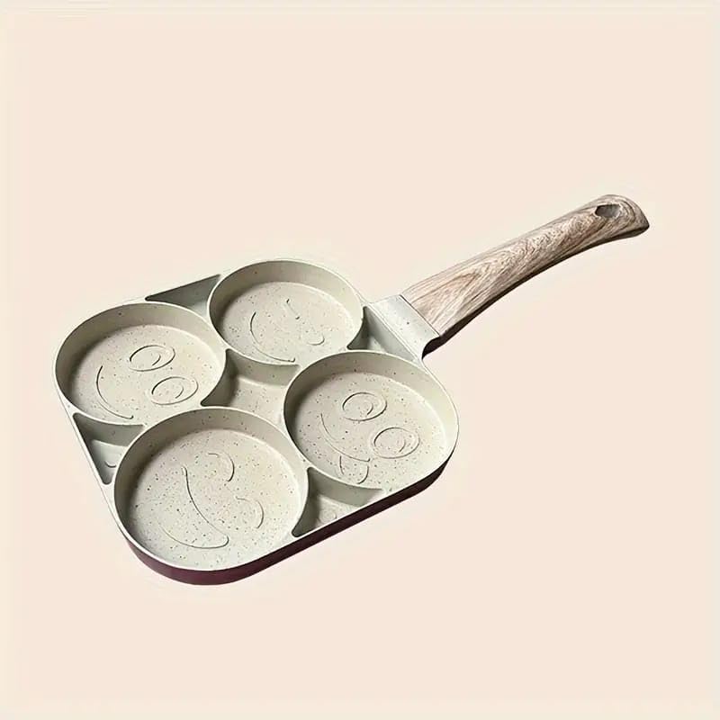 Liying Smiley Face Pancake Griddle Pan, 4 Mini Faces, Nonstick, 35cm x 18cm
