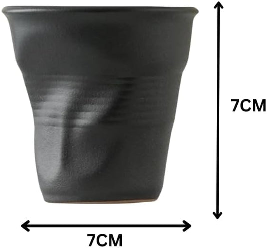 Liying Retro Ceramic Coffee Cup 75ml, Handmade Art design cup for coffee, Cappuccino, Tea (Black Matte)