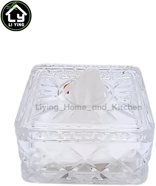 Liying 1Pcs Square Shape Crystal Tissue Box Glass for Table Top, Crystal Napkin Holder, Table Top Decor, Car Decoration Rustic Tissue Case #1