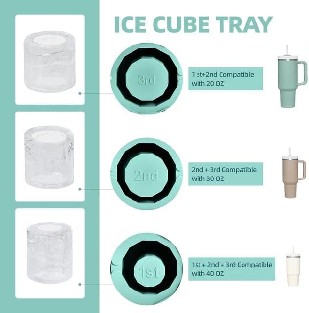 Liying Ice Cube Tray For Stanley Cup 30-40 Oz,Silicone Stanley Ice Mold For Stanley Cup,Cylinder-Shaped Stanley Cup Ice Mold With Lid For Drinks, Coffee (Multicolour)