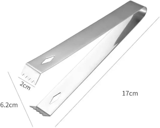 Liying 2Pcs Ice Tongs for Ice Bucket 17cm - Premium 18/8 Stainless Steel Ice Tongs with Teeth for Ice Sugar Cubes Tea Party Coffee Bar Serving