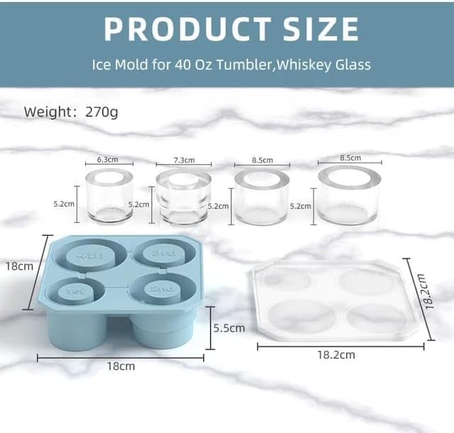 Liying Ice Cube Tray For Stanley Cup 30-40 Oz,Silicone Stanley Ice Mold For Stanley Cup,Cylinder-Shaped Stanley Cup Ice Mold With Lid For Drinks, Coffee (Multicolour) #2