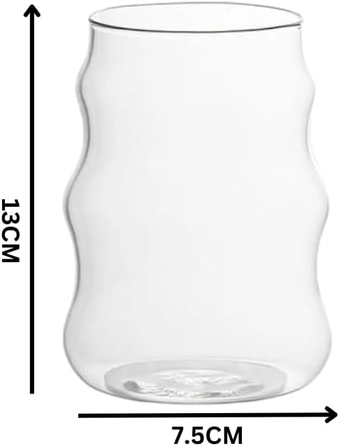 Liying 1Pcs Wave Design Glass Cup 500ML Shaped Cups, Beer Mug, Cute Tumbler Cup, Ideal for Iced tea & Coffee, Cocktail #1