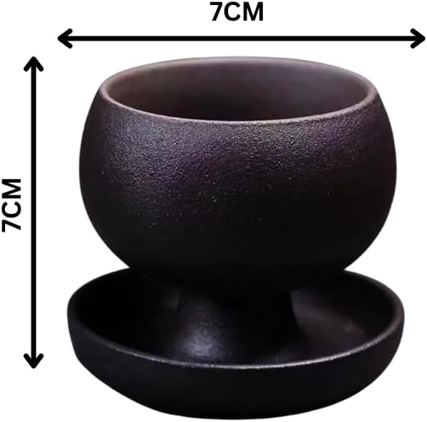 Liying Vintage Shine Ceramic Coffee Cup 100ml, Handmade Art design cup for coffee, Cappuccino, Tea (Black)