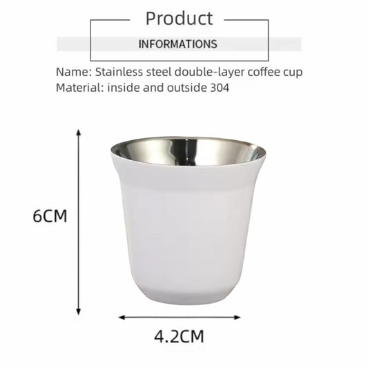 Liying Stainless Steel Espresso Cup Double Wall Insulated Coffee Mug 160ml Metal Cup for Milk Tea Cups Office Water Mugs White Cups