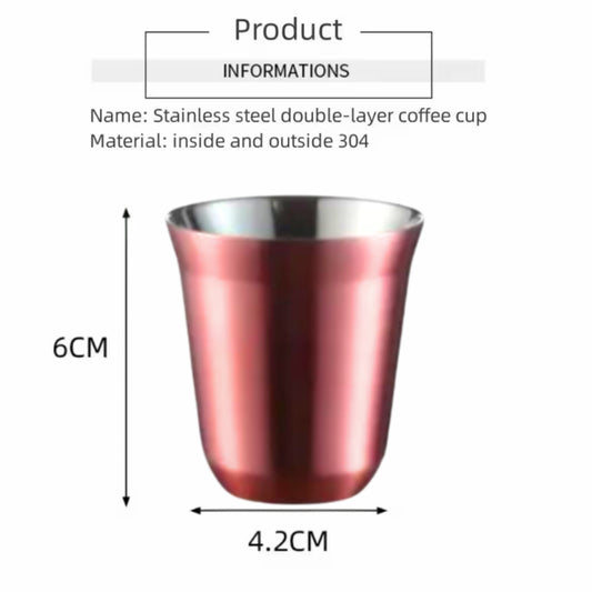 Liying Stainless Steel Espresso Cup Double Wall Insulated Coffee Mug 160ml Metal Cup for Milk Tea Cups Office Water Mugs Rose Gold Cups