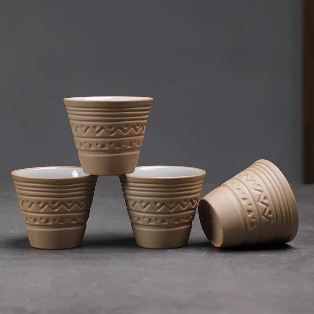 Liying 4Pcs handmade Ceramic Coffee Cup, Espresso Cup 50ml for Turkish, Tea, coffee Eco-Friendly Unique Gift for Home, Weddings