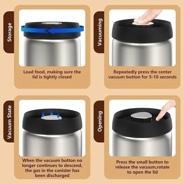 Liying Airtight Food Storage Large Containers, Vacuum, 500ml, Coffee Beans Canister, Suitable for Tea, Flour, Spices, Rice, Dry Goods, Home Kitchen