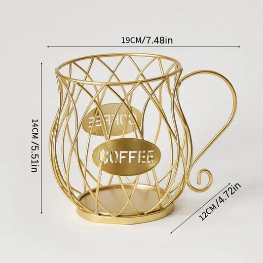 Liying Coffee Capsule Basket for Counter Coffee Table Bar, Metal Espresso Pod Keeper Storage for Home Cafe Hotel, (Gold)