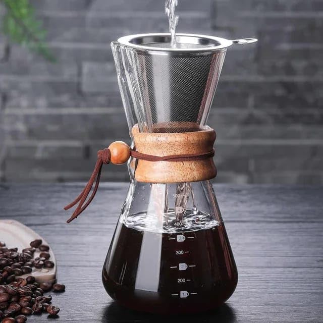 Liying 600ml Pour Over Coffee Maker 8 Cup Classic Series Coffee Dripper Brewer Glass Coffee Carafe High Heat Resistant